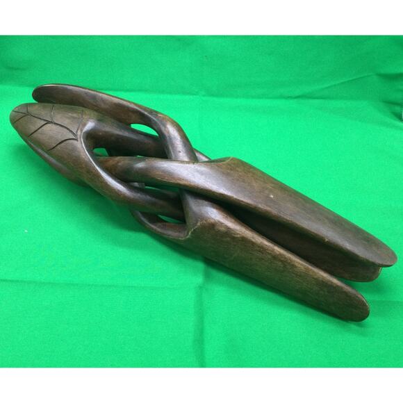 Hand Carved Wooden Serving Bowl With Matching Stand - Picture 5 of 11